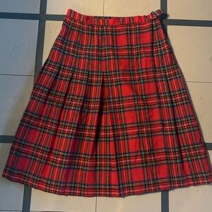 Red Plaid A-Line Kilt-Style Skirt